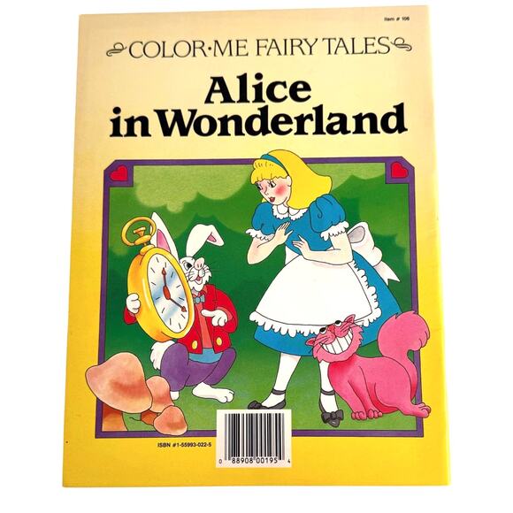 VTG 1991 COLORING BOOK Alice In Wonderland Color Me Fairy Tales USA 10.5” x 8” - Picture 2 of 7